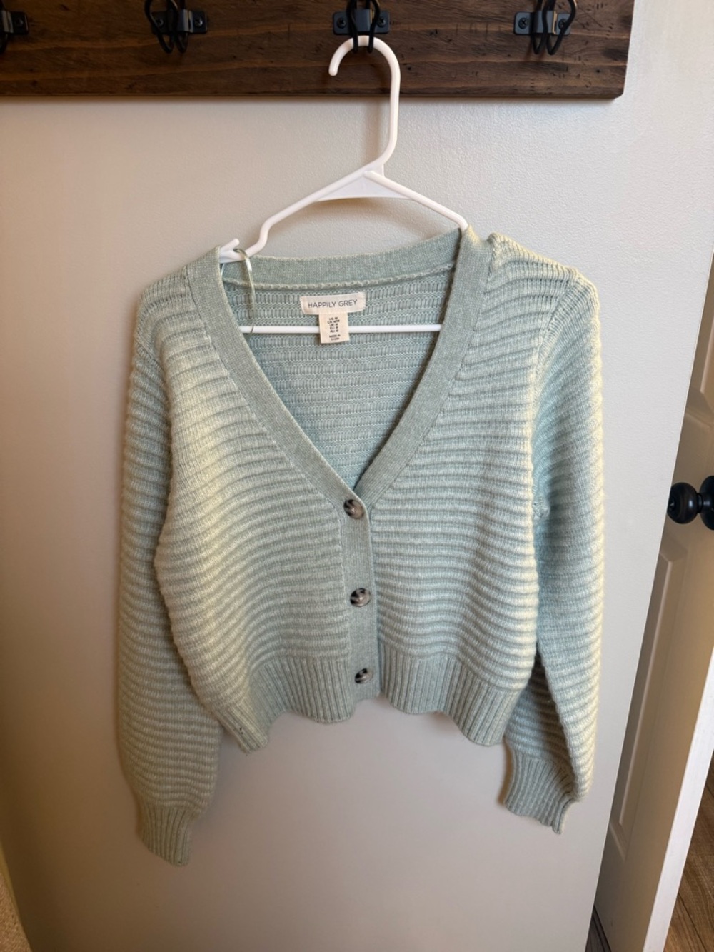 Happily Grey Women's Mint Ribbed Button-Front Cardigan